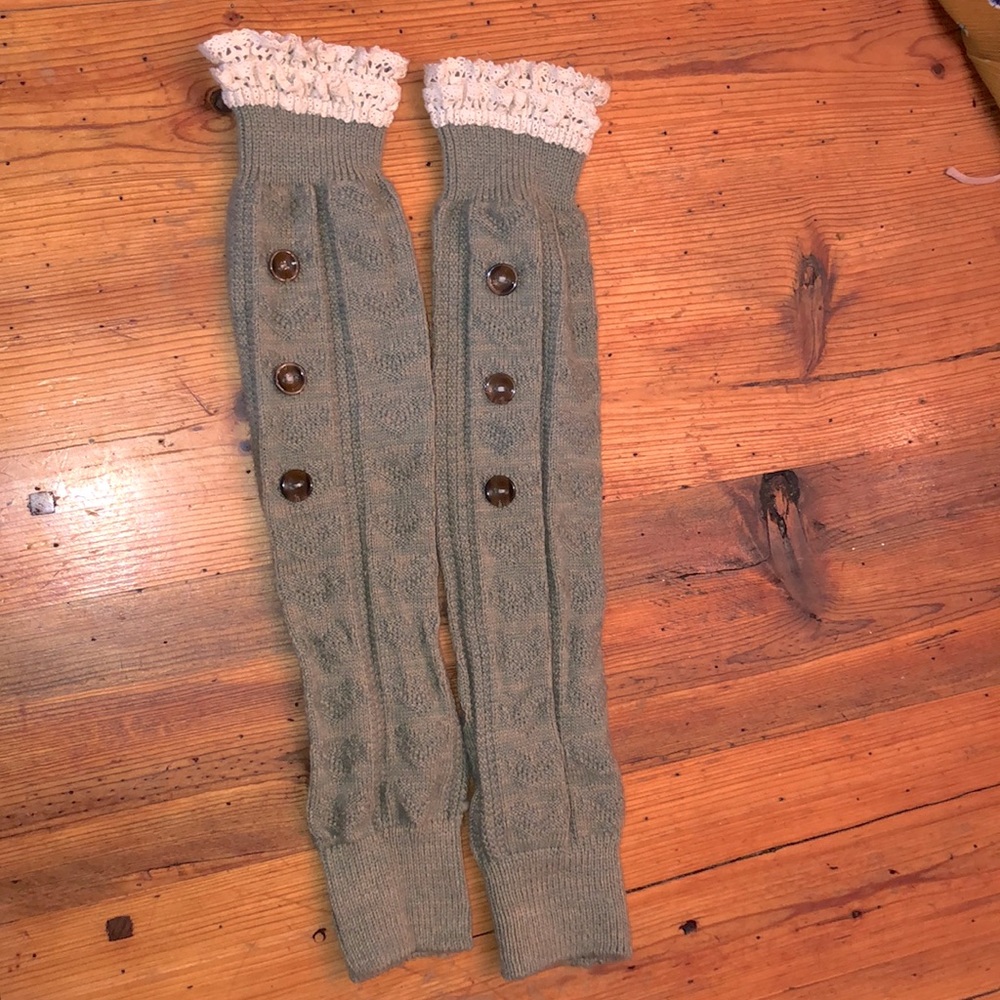 Knee high knit open toe socks